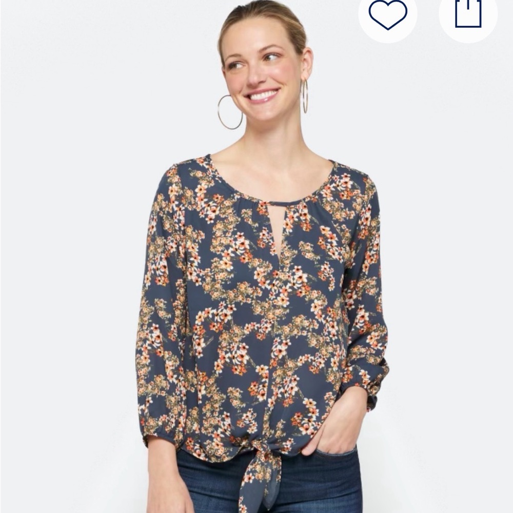 Floral Tie-Hem Blouse